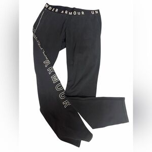 Under Armour Black Leggings with Side Script Logo waist 15”